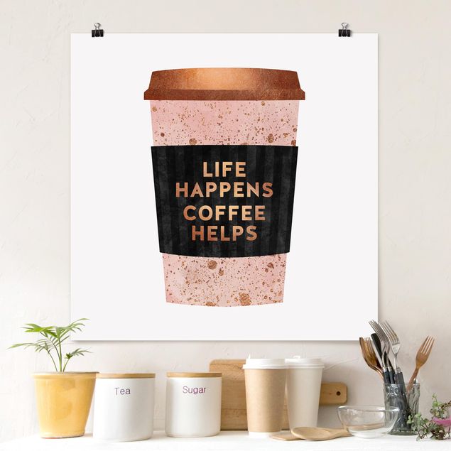 Kitchen Life Happens Coffee Helps Gold