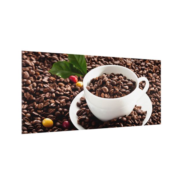 Glass splashback Coffee Cup With Roasted Coffee Beans