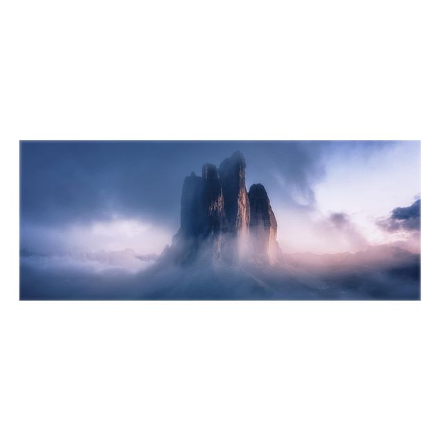 Glass Splashback - Three Peaks In Blue Light - Panoramic