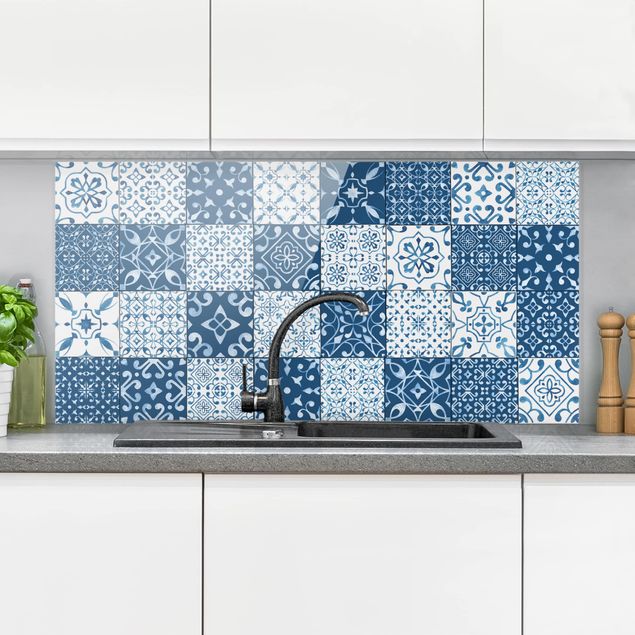 Kitchen Tile Pattern Mix Blue White