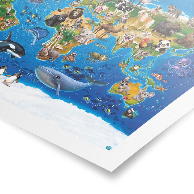 Prints multicoloured Animal Club International - World Map With Animals