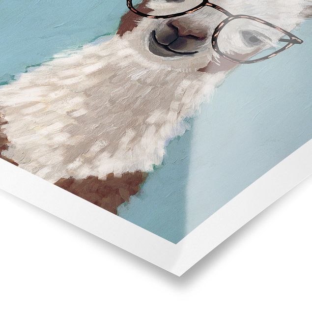 Prints blue Lama With Glasses II