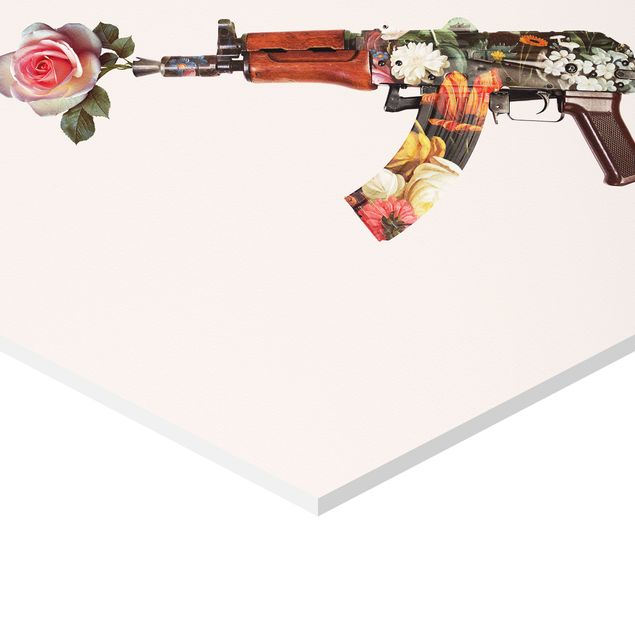 Pink wall art Pistols With Bouquet