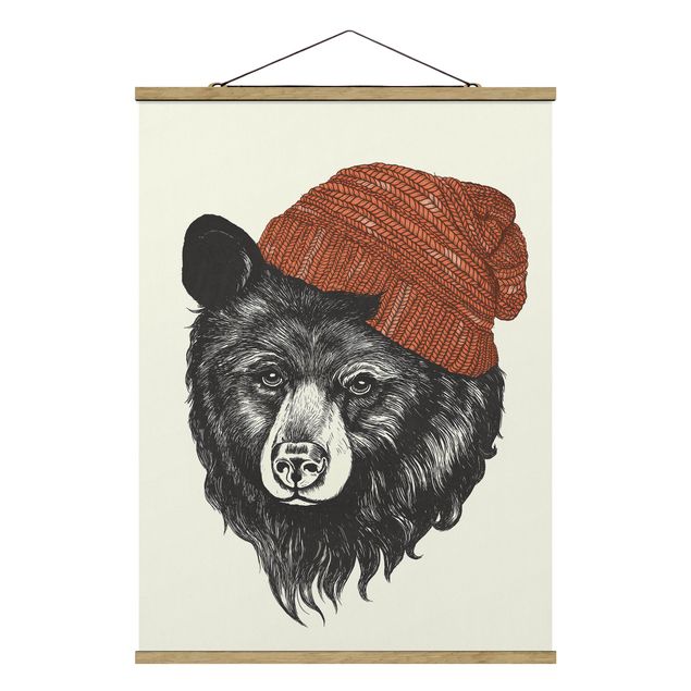 Prints animals Illustration Bear With Red Cap Drawing