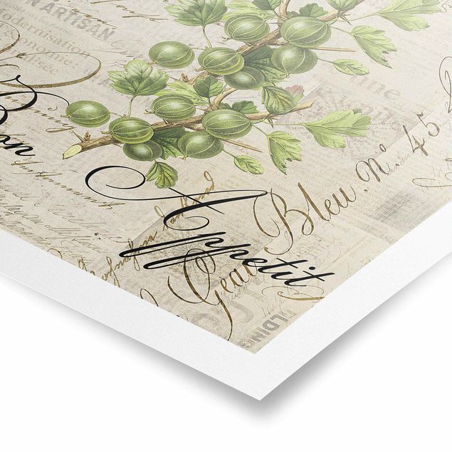 Green canvas wall art Shabby Chic Collage - Gooseberry