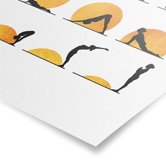 Orange canvas wall art Yoga -  Sun Salutation