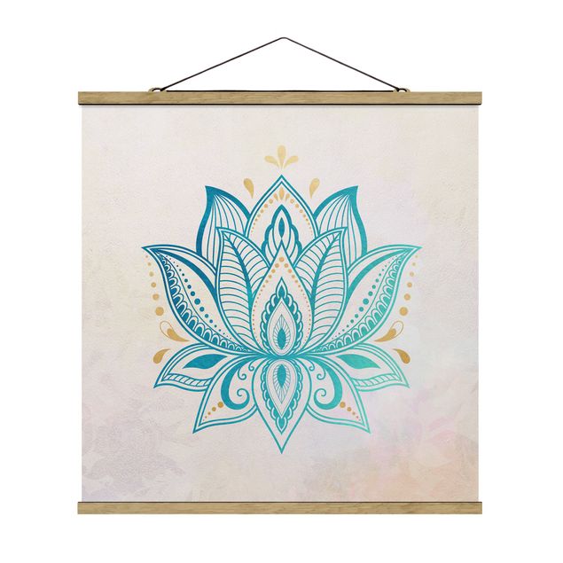 Prints patterns Lotus Illustration Mandala Gold Blue