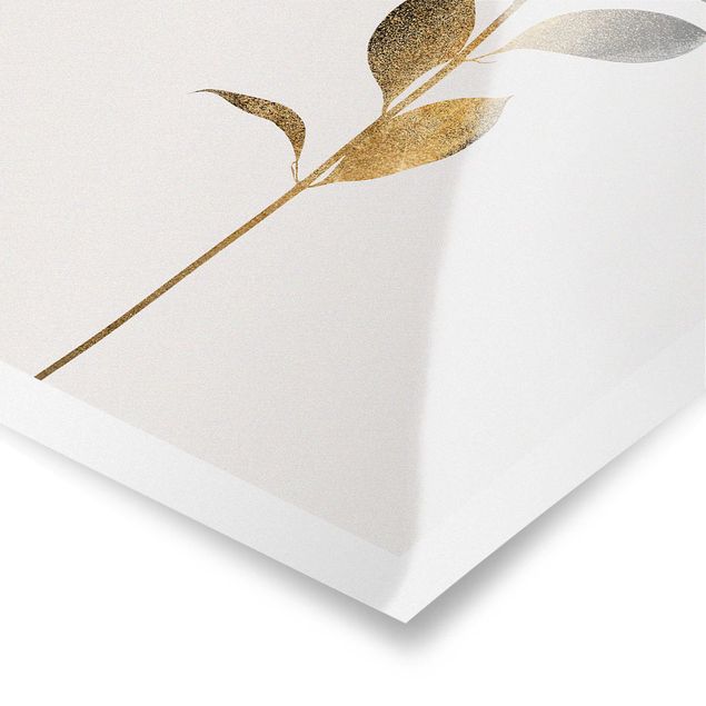 Black and white wall art Graphical Plant World - Gold And Grey