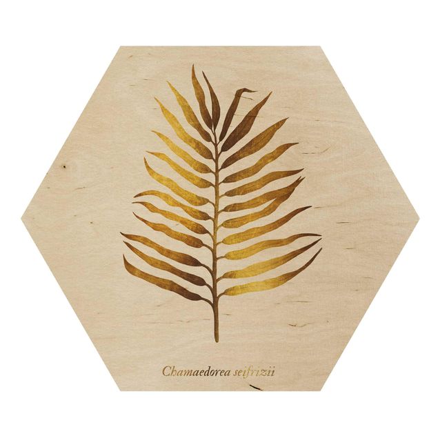 Wood photo prints Gold - Palm Leaf II