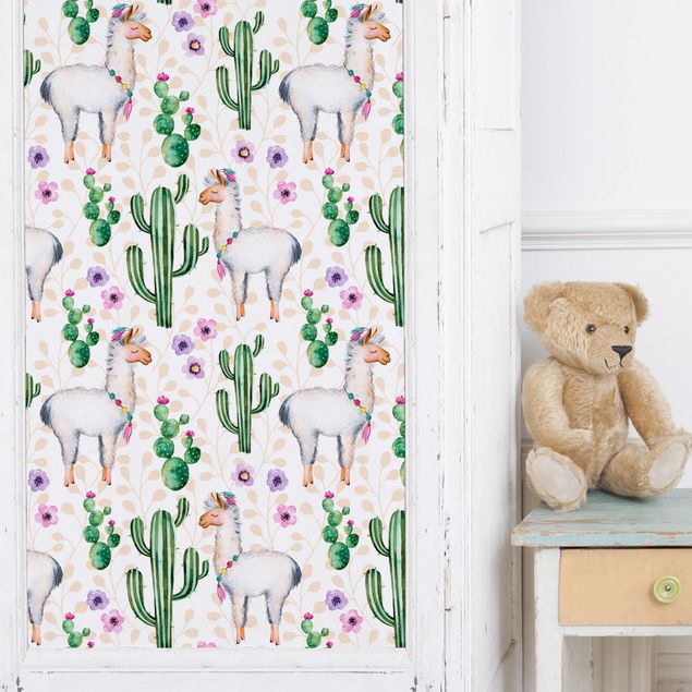 Nursery decoration Lama And Cacti Watercolour