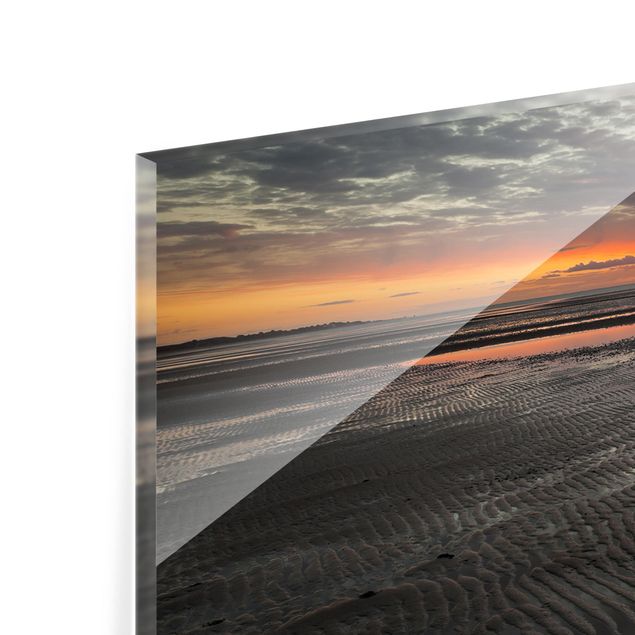 Glass Splashback - Sunrise Over The Mudflat - Panoramic