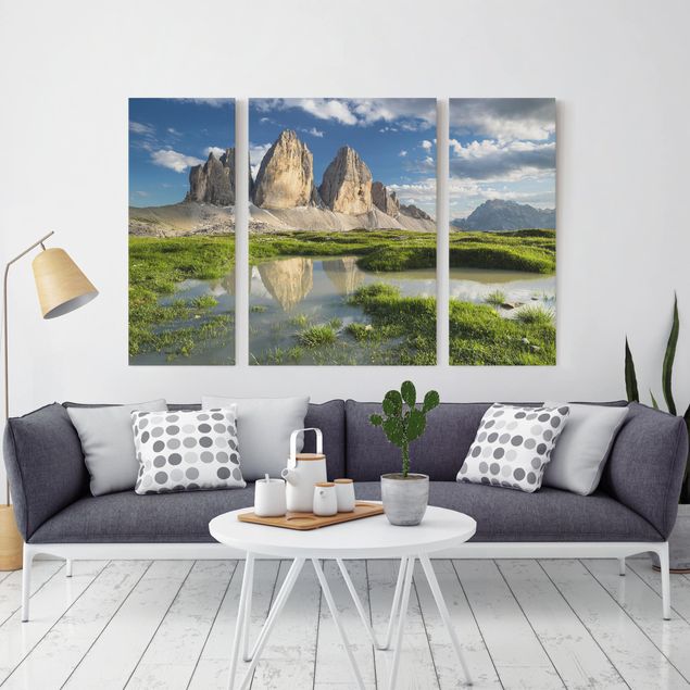 Landscape wall art South Tyrolean Zinnen And Water Reflection
