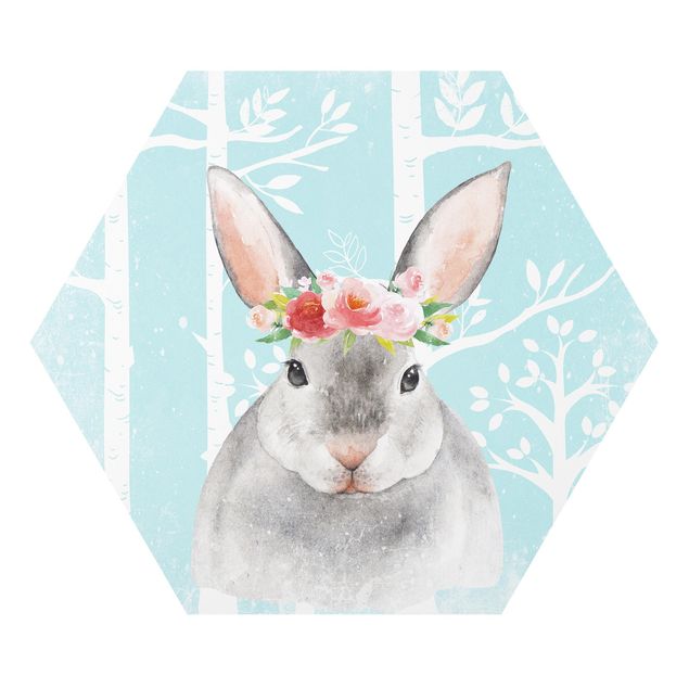 Forex prints Watercolor Rabbit Turquoise