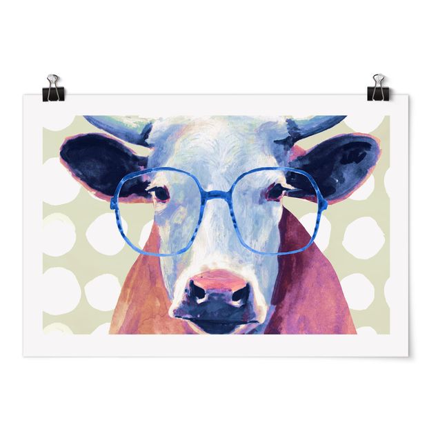 Contemporary art prints Animals With Glasses - Cow