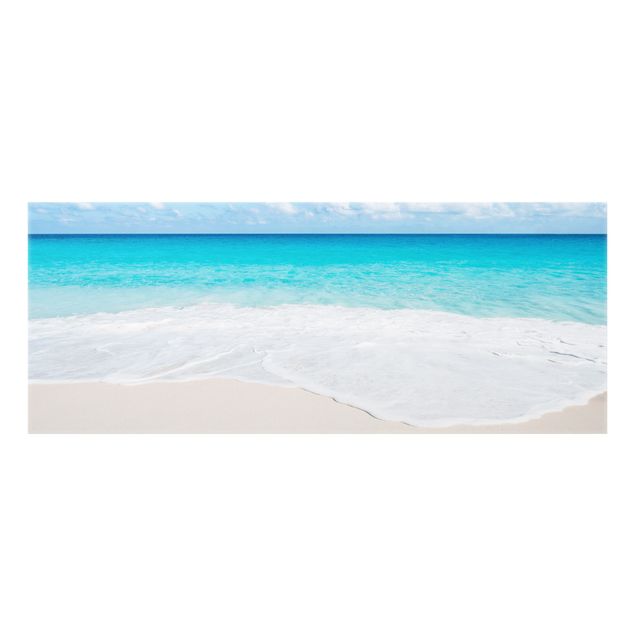 Glass splashback beach Blue Wave