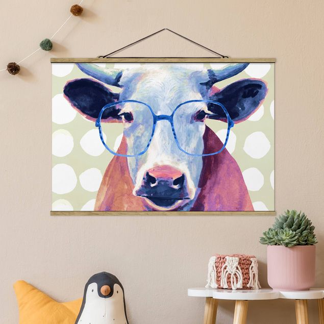 Kids room decor Animals With Glasses - Cow