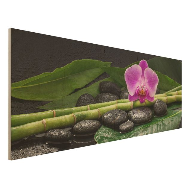 Kitchen Green Bamboo With Orchid Flower