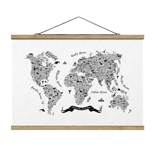 Prints quotes Typography World Map White