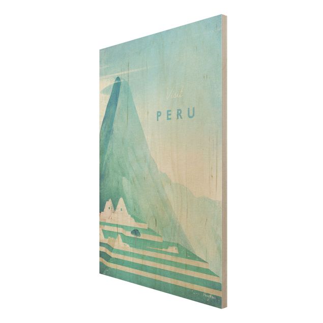 Wood prints vintage Travel Poster - Peru