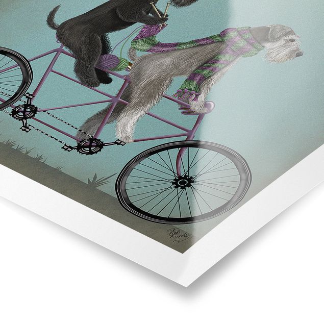Animal wall art Cycling - Schnauzer Tandem