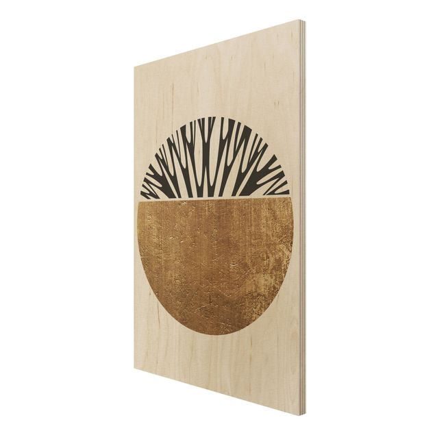 Prints on wood Abstract Shapes - Golden Circle