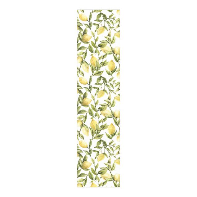 Patterned curtain panels Fruity Lemons With Leaves