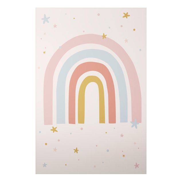 Mountain prints Big Rainbow With Stars And Dots