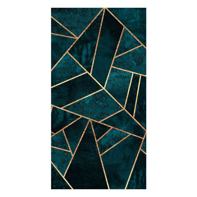 Shower wall cladding - Dark Turquoise With Gold