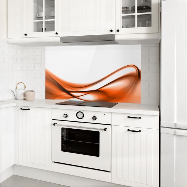 Glass splashback kitchen abstract Orange Touch