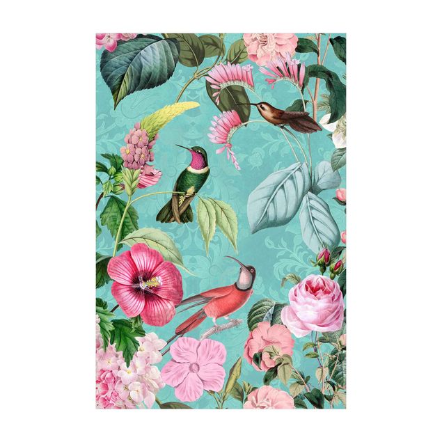 Floral rugs Vintage Collage - Hummingbird In Pradise