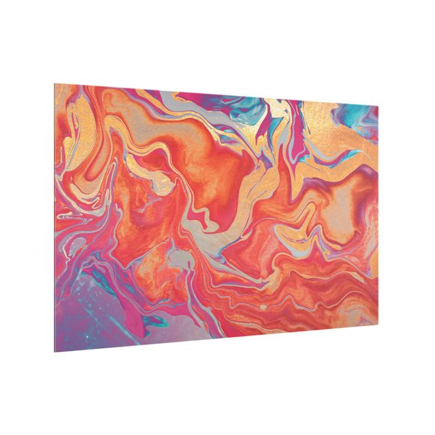 Glass splashback abstract Play Of Colours Golden Fire