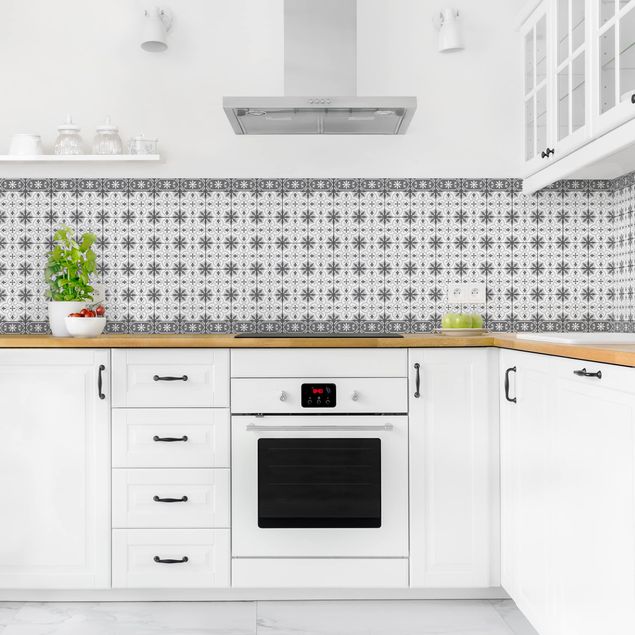 Kitchen splashback tiles Geometrical Tile Mix Cross Grey