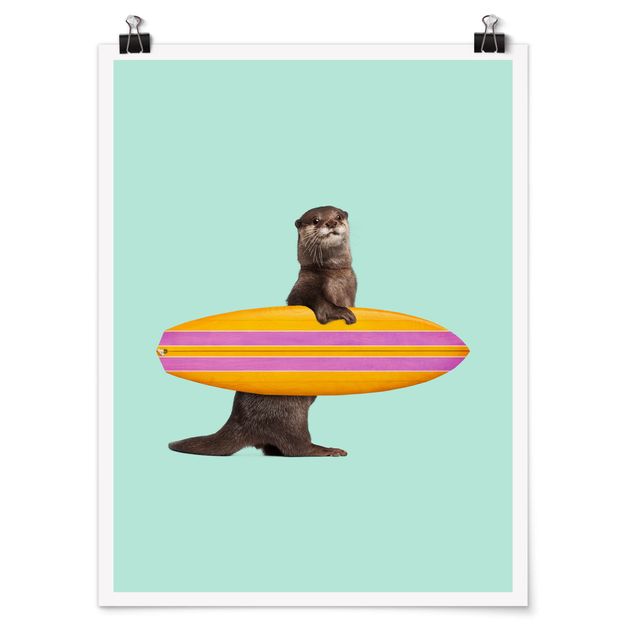Art posters Otter With Surfboard