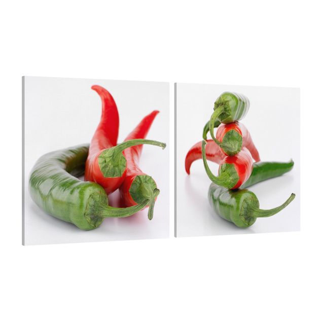 Modern art prints Red and green peppers