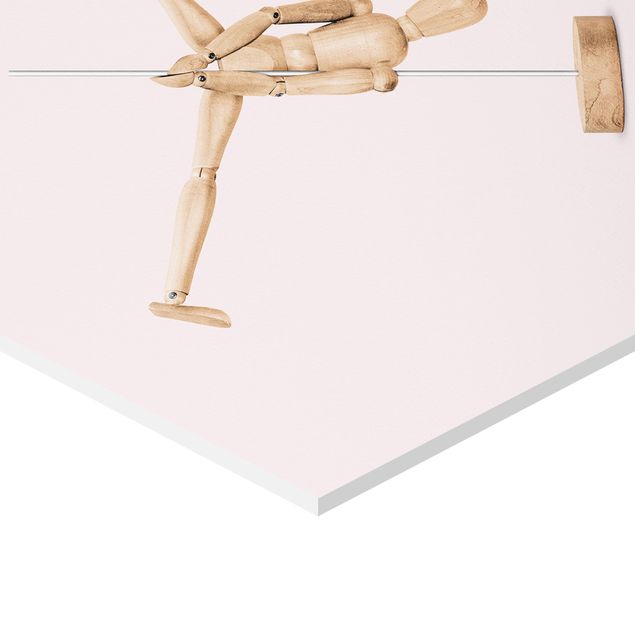 Prints Pole Dance With Wooden Figure
