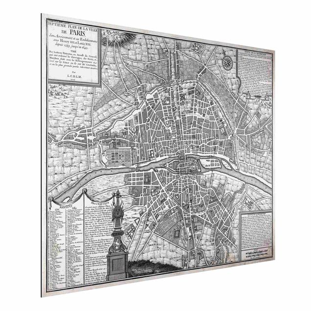 Kitchen Vintage Map City Of Paris Around 1600
