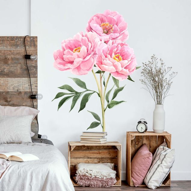 Red rose wall stickers Watercolour Peony XXL