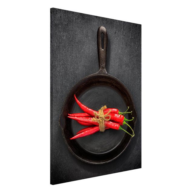Kitchen Red Chili Bundles In Pan On Slate