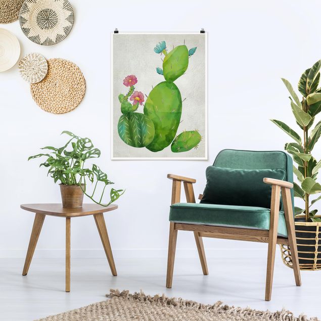 Family canvas wall art Cactus Family In Pink And Turquoise