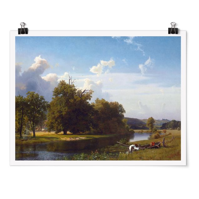 Art style romantic Albert Bierstadt - A River Landscape, Westphalia
