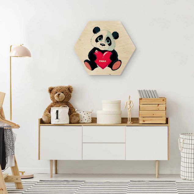 Wood prints sayings & quotes Panda With Heart