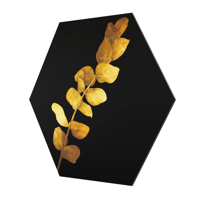 Hexagon shape pictures Gold - Eucalyptus On Black