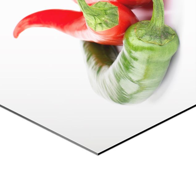 Hexagon photo prints Red and green peppers