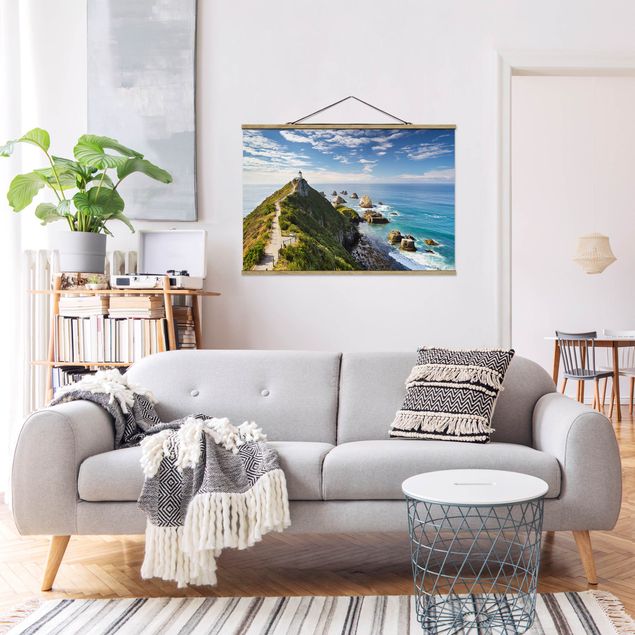 Landscape canvas prints Nugget Point Lighthouse And Sea New Zealand