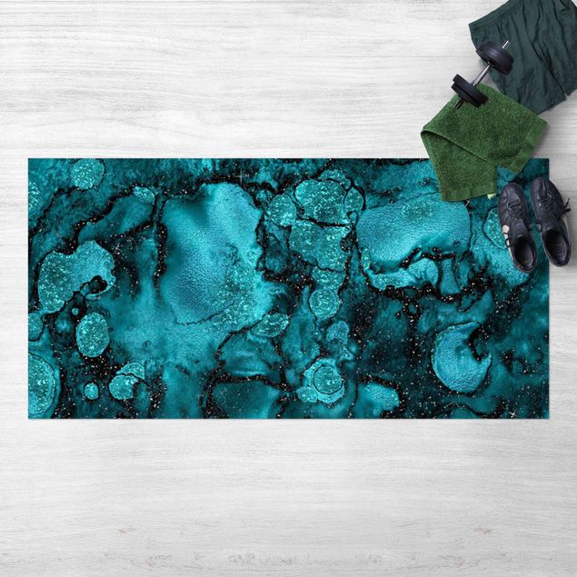 outdoor mat Turquoise Drop With Glitter