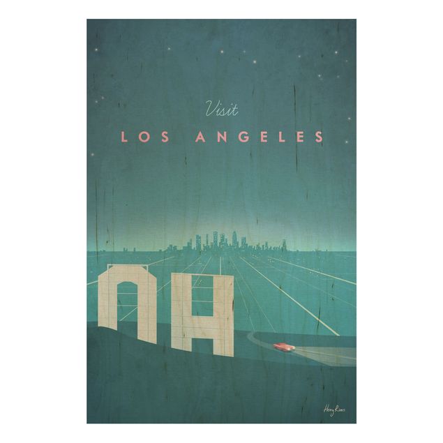 Vintage wood prints Travel Poster - Los Angeles
