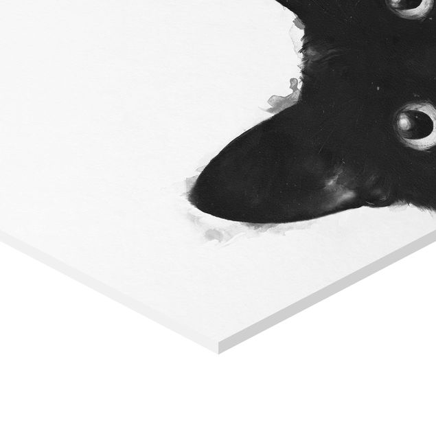 Laura Graves Art Illustration Black Cat On White Painting