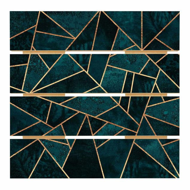 Wood photo prints Dark Turquoise With Gold