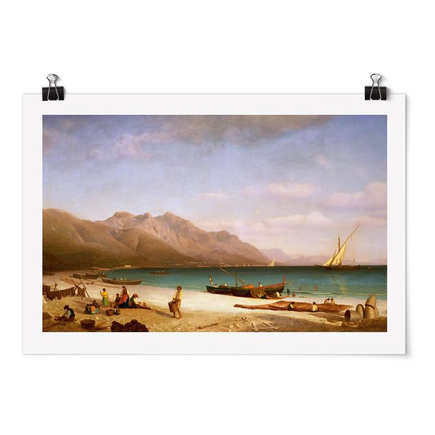 Beach canvas art Albert Bierstadt - Bay of Salerno