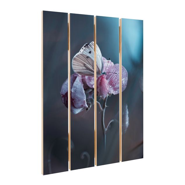 Print on wood - Butterfly In The Rain